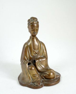 Fine Antique Chinese 19th Century Bronze Figure Of A Seated Sage