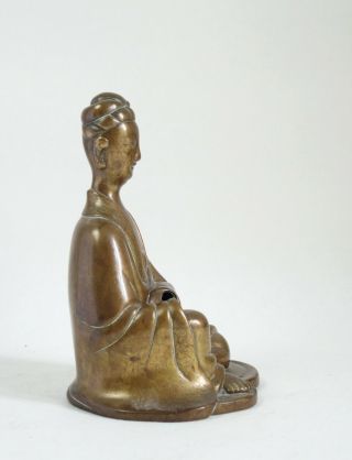 Fine antique Chinese 19th century bronze figure of a seated Sage 3