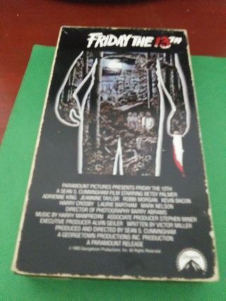 Friday The 13th (vhs) Vintage Vhs Horror