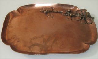 Gorham Copper Aesthetic Movement Tray W Applied Cherry Blossom Branch