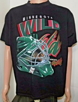 Minnesota Wild Vintage T - Shirt (large) Nhl Hockey Goalie Mask Early 2000 