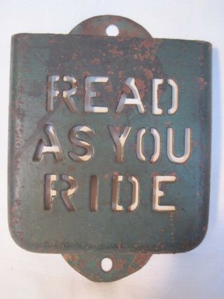 Antique Metal Brochure Map Holder " Read As You Ride " For Trolley Or Bus Transit