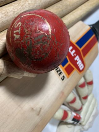 Vintage Cricket Bat Ball Stumps Bails All Pro 3