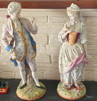 Pair If 18th Centuryfrench Old Paris Vion & Baury Style Porcelain Figurines