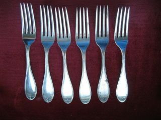 Set Six Sterling Silver Forks Crosby,  Morse & Foss Circa 1870 Boston Not Scrap
