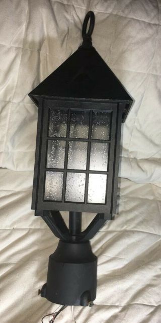 Vintage Lighting Black Outdoor Pole/post Lantern Glass Plate Windows From Italy