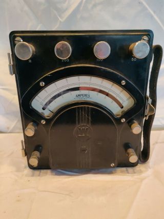 Vintage Westinghouse Portable Amperes Met Type Pa - 5 Ac 2 - 200 Amps.  No Lid Cover