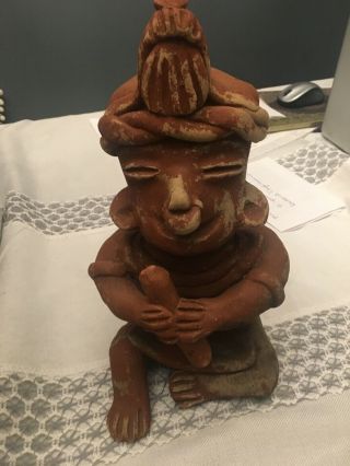 Mexican Aztec/mayan Pre - Columbian Clay Pottery Figure - Vintage