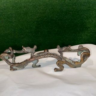 Vintage Antique Chinese Intricate Bronze Dragon Trips Incense Burner