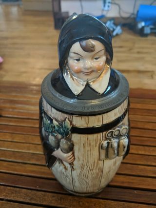 Antique German Figural Beer Stein.  Early 1900s Or Late 19th Century Estate Find