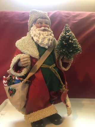 Vintage 10 " Clothtique Possible Dreams 1994 Santa With Tree And Bag Of Gifts