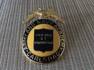 Vintage Us Military Army And Navy Academy Carlsbad Hat Pin Badge