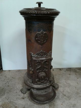 Old Antique Are Nouveau French Enamel Godin Cast Iron Coal Woodstove