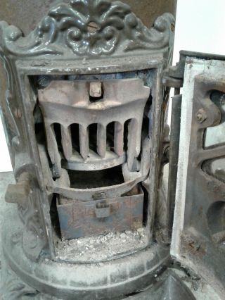 Old Antique Are Nouveau French Enamel Godin Cast Iron Coal Woodstove 3