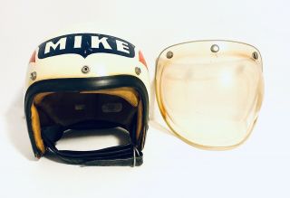 Vintage 1962 Agv Valenza Motorcycle Helmet With Bell Bubble Shield,  Size 57