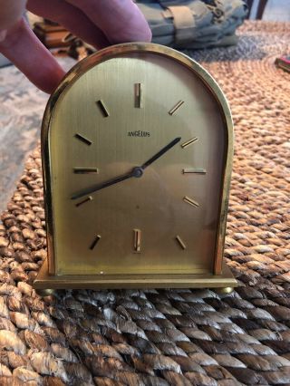Antique Angelus Swiss 8 Day 15 Jewel Heavy Brass Alarm Clock With Chimes