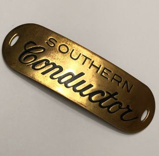 Vintage Southern Railroad Conductor Hat Badge - Early C.  1930’s - -