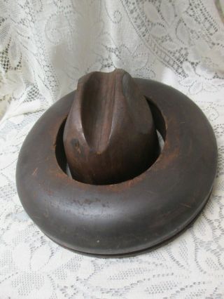 Antique Millinery Wood Hat Block Mold Brim Form 6 7/8