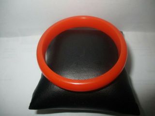 Vintage Bakelite Bracelet Carved Sesame Street Brite Orange Color 3