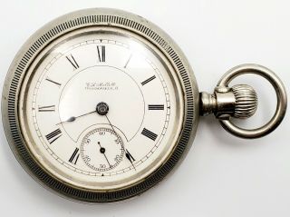 Antique 1890 Columbus 18s 11j Private Label 21/2 Of Silverode Pocket Watch