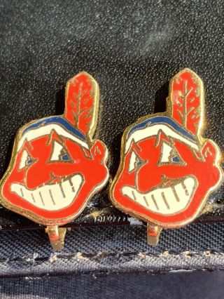 Vintage Clip On 1990’s Cleveland Indians Chief Wahoo Earrings By Peter David