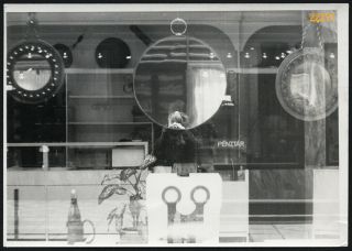 Man W Camera,  Glass - Mirror Reflection,  Vintage Fine Art Photograph,  1970 