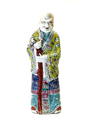 Chinese Famille Rose Figure Of Shou,  Sanxing God Of Longevity 17 " 19th/20th C