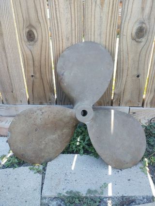 Large Vintage Solid Brass Boat Prop Propeller,  22 " Dia.  Decor Nautical Michigan