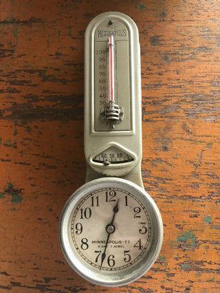 Vintage The Minneapolis Wall Heat Regulator Thermometer/clock