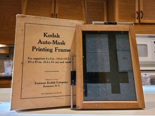 Vtg Kodak Auto Mask Printing Frame In Orig Box For Negatives 4x5 3.  25x5.  5 Photo