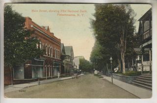 Vintage Postcard - Main Street First National Bank - Fleischmanns York