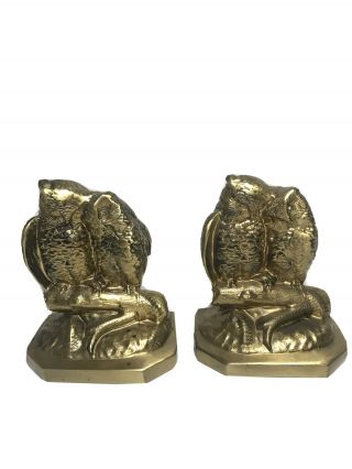 Vintage Pm Craftsman Brass Owl Bookends