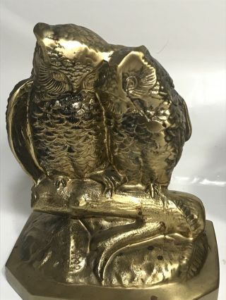 Vintage PM Craftsman Brass Owl Bookends 2