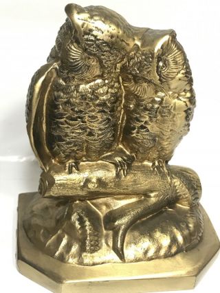 Vintage PM Craftsman Brass Owl Bookends 3