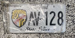 Vintage Maryland State Police License Plates Tag Av - 128 (pair)