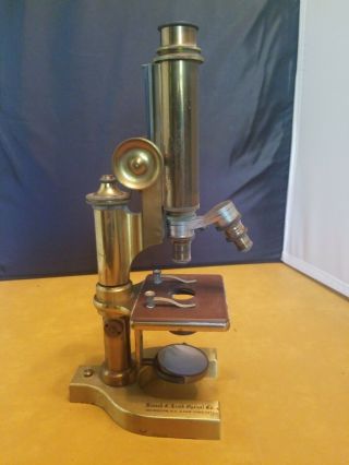 Antique Bausch & Lomb Rochester & York City Brass Microscope
