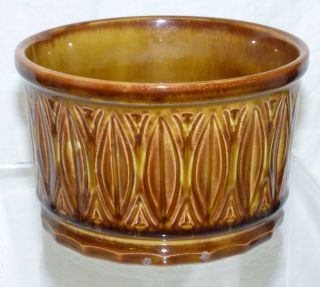 Vtg Mccoy Pottery Brown Patterned Flower Pot Planter 395 Mottled Glossy Usa