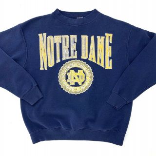 Vintage University Of Notre Dame Sweatshirt Made In Usa Size Large Blue Crew