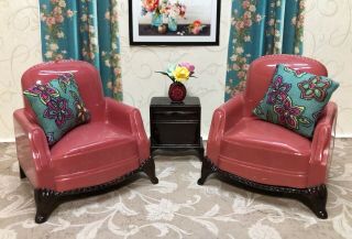 Plasco Club Chairs Vintage Tin Dollhouse Furniture Renwal Ideal Plastic 1:16