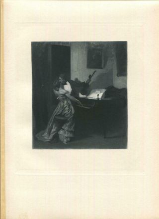 Antique The Kreutzer Sonata Violin Violinist Piano Man Woman Kiss Romance Print