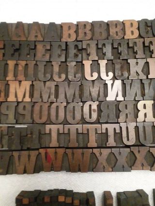 219 Antique TUBBS Wood Letterpress Print Type Block All A - Z & Punctuations 3