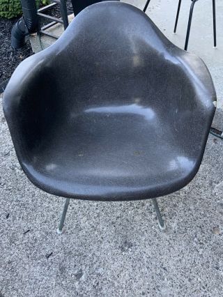 Herman Miller Charles Eames Fiberglass Arm Shell Chair Black