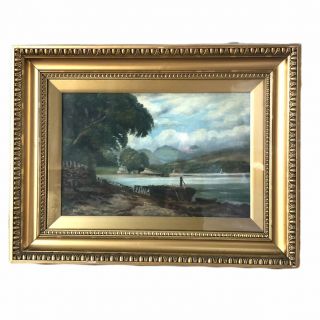 Antique 19th Century Landscape Oil Painted Signed Colquhoun Winsor Newton Canvas