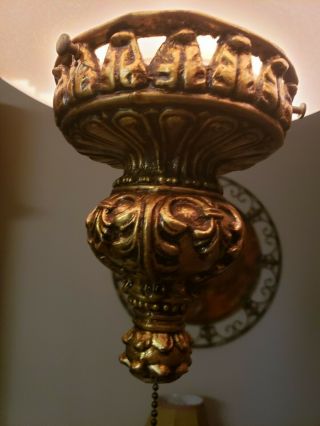 Vintage Large Mid Century Modern Swag Lamp Light Opalescent Glass Hanging MCM 3