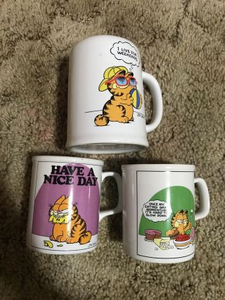 1978 Garfield Ceramic Mug I Live For Weekends Coffee Mug Oversized Vintage,  2