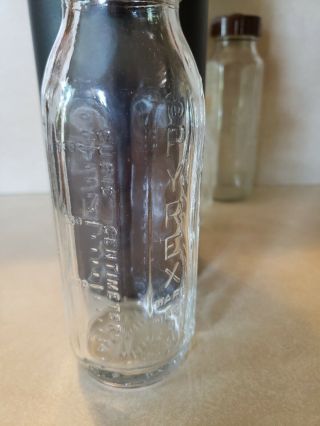 4 Vintage Evenflo Glass Nursing Baby Bottles Pyrex brown rings 3 - 8oz 1 - 4oz 3