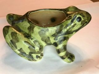 Vintage Brush Mccoy Pottery Green Spotted Frog Vase Holder