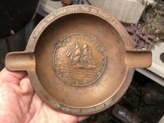 Antique 1927 Bronze Ashtray Made Of Material Taken From Us Frigate Constitution
