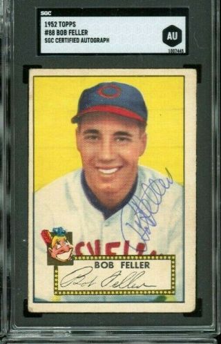 1952 Topps 88 Bob Feller Hof Indians Auto Sgc Graded Signed Baseball Card