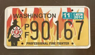 Very Hard To Get Washington Professional Fire Fighter Trailer License Plate.